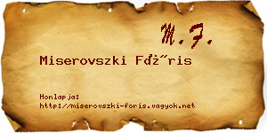 Miserovszki Fóris névjegykártya